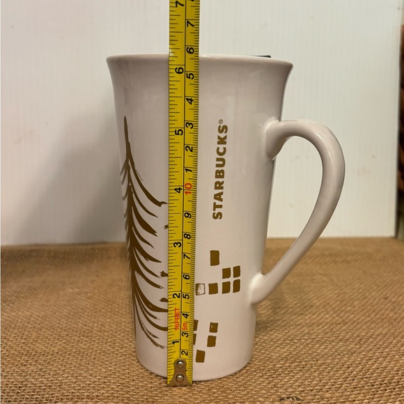 Starbucks | Holiday Gold Tree | Ceramic Travel Tumbler Tall Mug with Lid 2014 - Picture 13 of 14